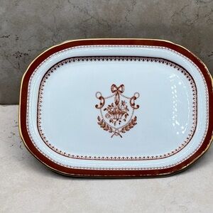 Vintage Spode Newburyport Red Relish Underplate 1962-93 Small Platter Gold Edge